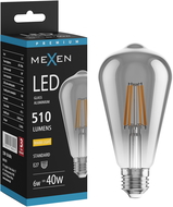 Mexen Vintis LED vlákno žárovka E27, ST64, 6W, Teplá - 2700K, 510 lm, kouřová - L152-E27-0627-70