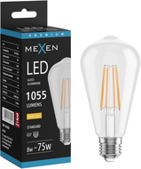 Mexen Vintis Žárovka filament LED E27, ST64, 8W, Teplá - 2700K, 1055 lm, čirá - L152-E27-0827-00