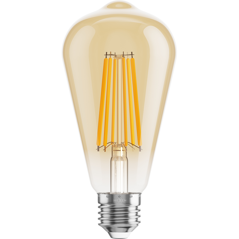 Mexen Vintis LED žárovka filament E27, ST64, 10W, Teplá - 2700K, 910 lm, jantarová - L152-E27-1027-50