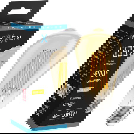 Mexen Vintis LED žárovka filament E27, ST64, 10W, Teplá - 2700K, 910 lm, jantarová - L152-E27-1027-50