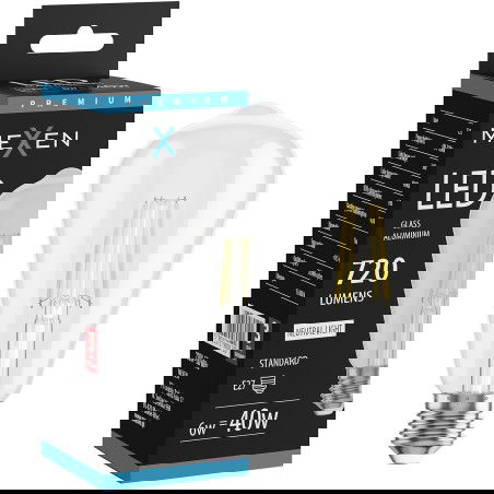 Mexen Vintis LED vlákno žárovka E27, ST64, 6W, Neutrální - 4000K, 720 lm, čirá - L152-E27-0640-00