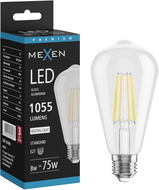 Mexen Vintis LED žárovka s vláknem E27, ST64, 8W, Neutrální - 4000K, 1055 lm, čirá - L152-E27-0840-00