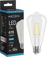 Mexen Vintis LED vlákno žárovka E27, ST64, 4W, Studená - 6500K, 470 lm, čirá - L152-E27-0465-00