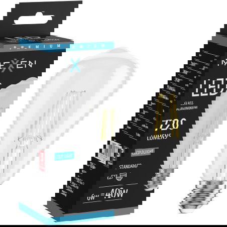 Mexen Vintis Žárovka filament LED E27, ST64, 6W, Studená - 6500K, 720 lm, čirá - L152-E27-0665-00