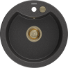 Mexen Diego žulový dřez s 1 komorou 488 x 480 mm, černý skvrnitý, sifon zlatý - 6512481000-76-G