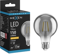 Mexen Vintis LED žárovka filament E27, G80, 2W, Teplá - 2200K, 150 lm, kouř - L155-E27-0222-70