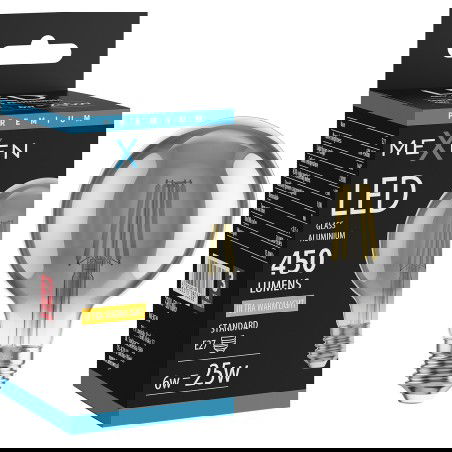 Mexen Vintis LED žárovka s vláknem E27, G80, 6W, Teplá - 2200K, 450 lm, kouřová - L155-E27-0622-70