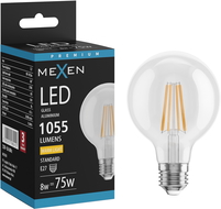 Mexen Vintis Žárovka filament LED E27, G80, 8W, Teplá - 2700K, 1055 lm, čirá - L155-E27-0827-00