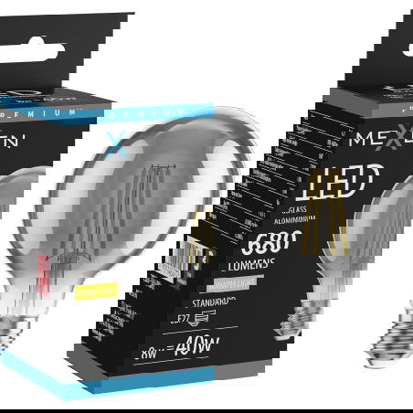Mexen Vintis LED filamentová žárovka E27, G80, 8W, Teplá - 2700K, 680 lm, kouřová - L155-E27-0827-70