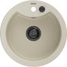 Mexen Diego granitový dřez 1-komorový 488 x 480 mm, béžový, černý sifon - 6512481000-69-B