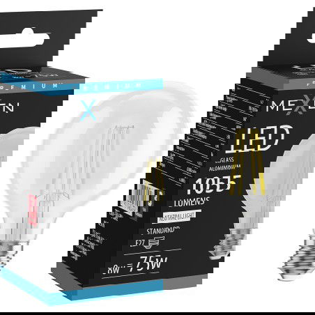 Mexen Vintis LED vlákno žárovka E27, G80, 8W, neutrální - 4000K, 1055 lm, čirá - L155-E27-0840-00