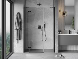 Mexen Mist-H sprchové dveře výklopné levé 155 cm, transparentní, černé - 8A5-155-001-70-00-L