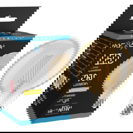 Mexen Vintis LED žárovka s vláknem E27, G125, 8W, Teplá - 2200K, 750 lm, jantarová - L158-E27-0822-50