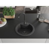 Mexen Diego granitový dřez 1-komorový 488 x 480 mm, černý s tečkami, černý sifon - 6512481000-76-B