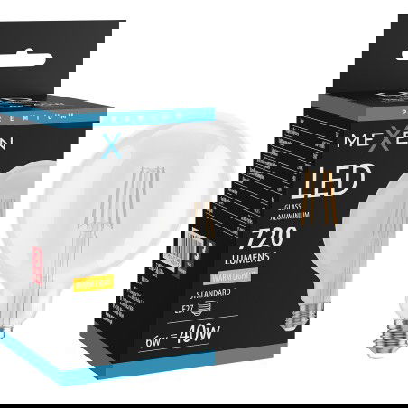 Mexen Vintis Žárovka filament LED E27, G125, 6W, Teplá - 2700K, 720 lm, čirá - L158-E27-0627-00