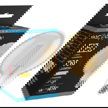 Mexen Vintis LED vlákno žárovka E27, G125, 8W, Teplá - 2700K, 750 lm, jantarová - L158-E27-0827-50