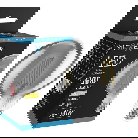 Mexen Vintis LED žárovka filament E27, G125, 8W, Teplá - 2700K, 680 lm, kouřová - L158-E27-0827-70
