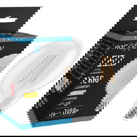 Mexen Vintis LED vlákno žárovka E27, G125, 12W, Teplá - 2700K, 1560 lm, čirá - L158-E27-1227-00