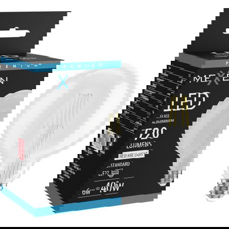 Mexen Vintis LED filamentová žárovka E27, G125, 6W, Neutrální - 4000K, 720 lm, čirá - L158-E27-0640-00