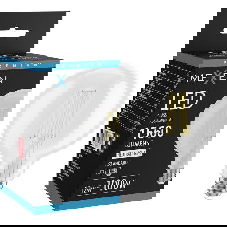 Mexen Vintis Žárovka filament LED E27, G125, 12W, Neutrální - 4000K, 1560 lm, čirá - L158-E27-1240-00