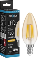 Mexen Vintis LED filamentová žárovka E14, C35, 4W, Teplá - 2200K, 400 lm, jantarová - L154-E14-0422-50
