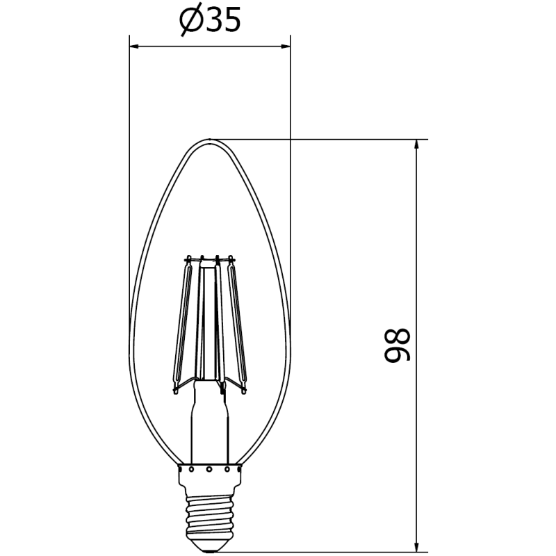 Mexen Vintis Žárovka filament LED E14, C35, 6W, Teplá - 2200K, 600 lm, jantarová - L154-E14-0622-50