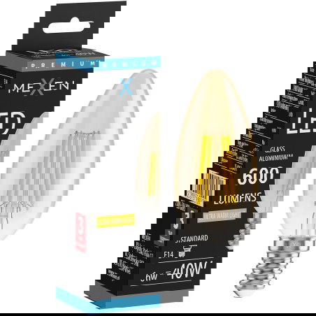 Mexen Vintis Žárovka filament LED E14, C35, 6W, Teplá - 2200K, 600 lm, jantarová - L154-E14-0622-50