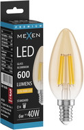 Mexen Vintis Žárovka filament LED E14, C35, 6W, Teplá - 2200K, 600 lm, jantarová - L154-E14-0622-50