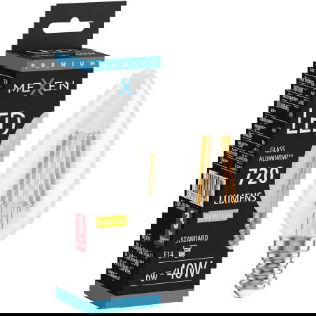 Mexen Vintis LED filamentová žárovka E14, C35, 6W, Teplá - 2700K, 720 lm, čirá - L154-E14-0627-00