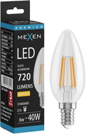 Mexen Vintis LED filamentová žárovka E14, C35, 6W, Teplá - 2700K, 720 lm, čirá - L154-E14-0627-00