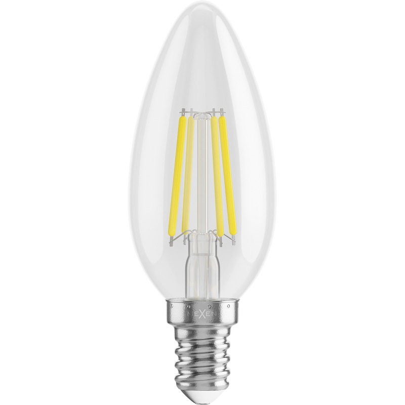 Mexen Vintis LED žárovka filament E14, C35, 4W, Neutrální - 4000K, 470 lm, čirá - L154-E14-0427-00 - L154-E14-0440-00