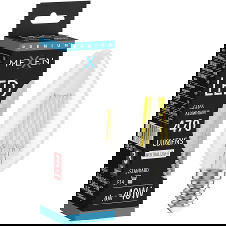 Mexen Vintis LED žárovka filament E14, C35, 4W, Neutrální - 4000K, 470 lm, čirá - L154-E14-0427-00 - L154-E14-0440-00