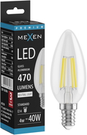 Mexen Vintis LED žárovka filament E14, C35, 4W, Neutrální - 4000K, 470 lm, čirá - L154-E14-0427-00 - L154-E14-0440-00