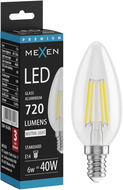 Mexen Vintis Žárovka filament LED E14, C35, 6W, Neutrální - 4000K, 720 lm, čirá - L154-E14-0640-00