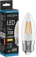 Mexen Vintis LED žárovka vlákno E27, C35, 6W, Teplá - 2700K, 720 lm, čirá - L154-E27-0627-00