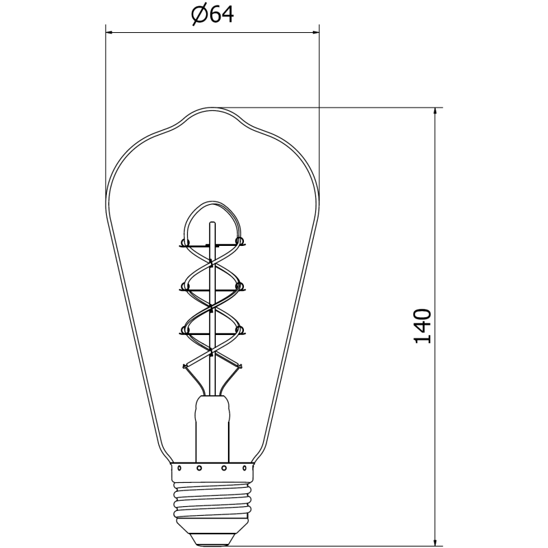 Mexen Vintis Žárovka filament spirála LED E27, ST64, 4W, Teplá - 2200K, 360 lm, jantarová - L162-E27-0422-50