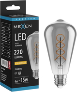 Mexen Vintis LED žárovka s vláknem spirála E27, ST64, 4W, Teplá - 2200K, 220 lm, kouřová - L162-E27-0422-70