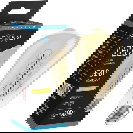 Mexen Vintis LED žárovka s vláknem ve spirále E27, ST64, 6W, Teplá - 2200K, 530 lm, jantarová - L162-E27-0622-50