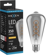 Mexen Vintis Žárovka filament spirála LED E27, ST64, 6W, Teplá - 2200K, 350 lm, smoke - L162-E27-0622-70