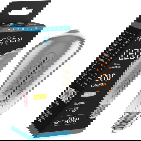 Mexen Vintis Žárovka filament spirála LED E27, ST64, 6W, Teplá - 2700K, 510 lm, kouřová - L162-E27-0627-70