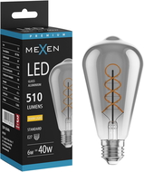 Mexen Vintis Žárovka filament spirála LED E27, ST64, 6W, Teplá - 2700K, 510 lm, kouřová - L162-E27-0627-70