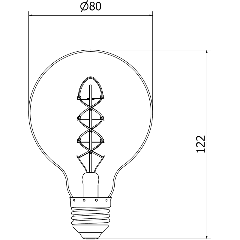 Mexen Vintis Žárovka filament spirála LED E27, G80, 8W, Teplá - 2200K, 600 lm, jantarová - L165-E27-0822-50