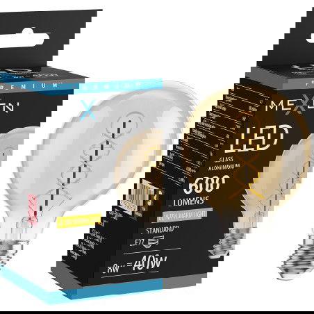 Mexen Vintis Žárovka filament spirála LED E27, G80, 8W, Teplá - 2200K, 600 lm, jantarová - L165-E27-0822-50