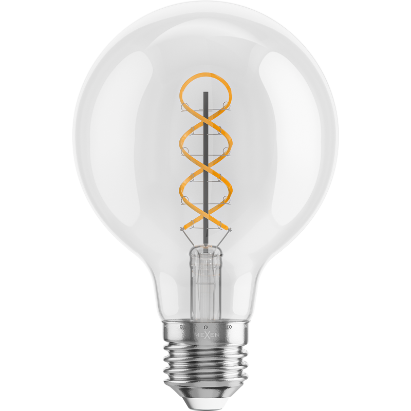 Mexen Vintis Žárovka filament spirála LED E27, G80, 4W, Teplá - 2700K, 420 lm, čirá - L165-E27-0427-00
