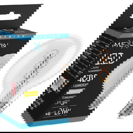 Mexen Vintis Žárovka filament spirála LED E27, G80, 4W, Teplá - 2700K, 420 lm, čirá - L165-E27-0427-00