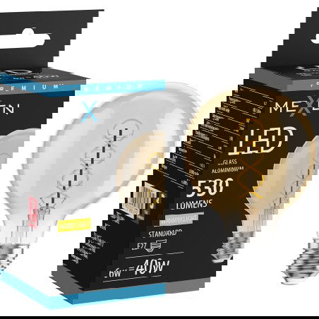 Mexen Vintis LED žárovka s filamentem, spirála E27, G80, 6W, Teplá - 2700K, 530 lm, amber - L165-E27-0627-50