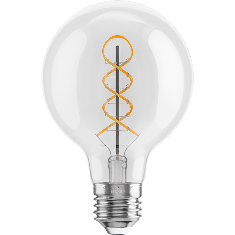 Mexen Vintis Žárovka filament spirála LED E27, G80, 8W, Teplá - 2700K, 750 lm, čirá - L165-E27-0827-00