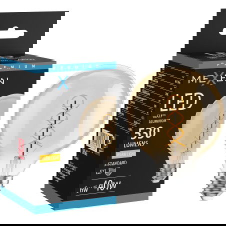 Mexen Vintis Žárovka filament spirála LED E27, G95, 6W, Teplá - 2700K, 530 lm, jantarová - L167-E27-0627-50