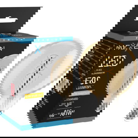 Mexen Vintis Žárovka filament spirála LED E27, G125, 6W, Teplá - 2200K, 530 lm, amber - L168-E27-0622-50