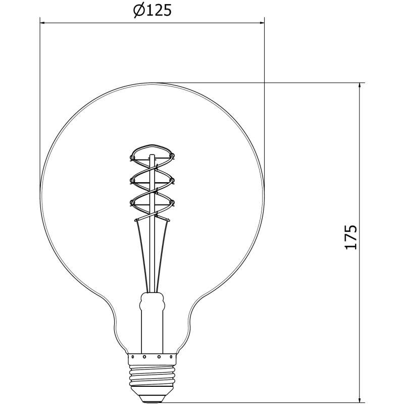 Mexen Vintis Žárovka filament spirála LED E27, G125, 6W, Teplá - 2200K, 350 lm, kouřová - L168-E27-0622-70